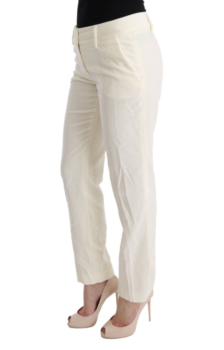 Ermanno Scervino White Cotton Regular Fit Casual Trousers